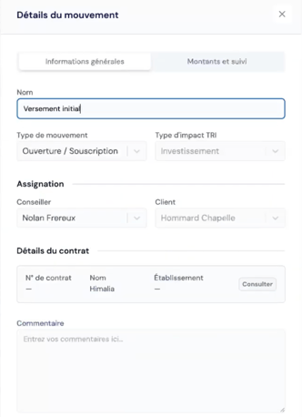 Accès au détail d’un mouvement