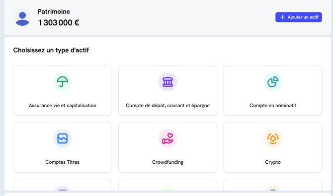 Ajout d’actifs par le client