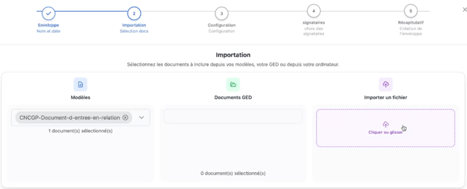 Options dimportation de documents