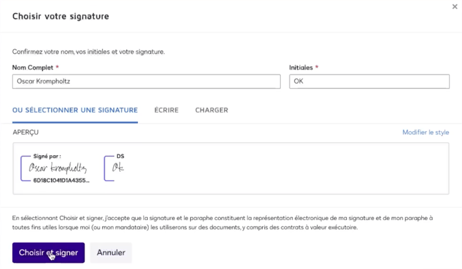 Processus de signature côté client
