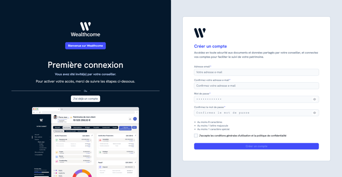 page de connexion WealthConnect